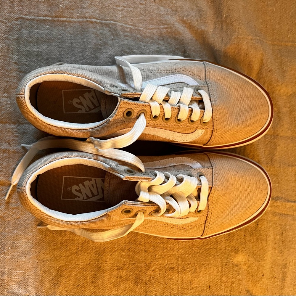 platform vans 
tan